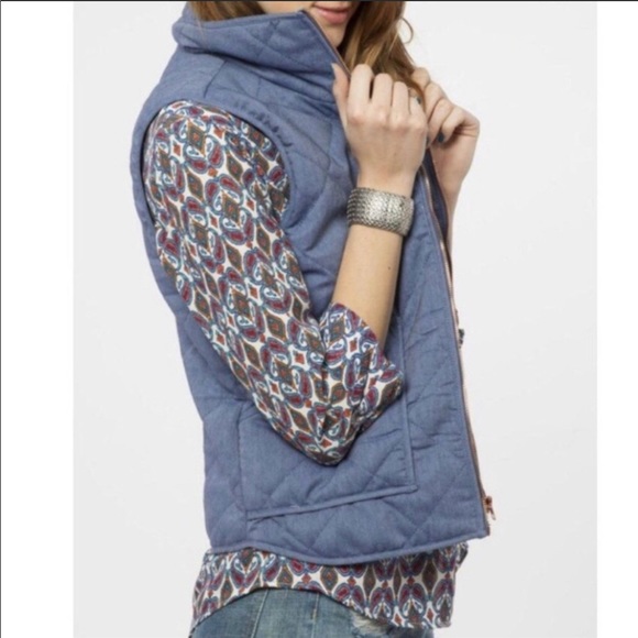 Peach Love California Blue Vest Rose Gold Zip S - Picture 2 of 6